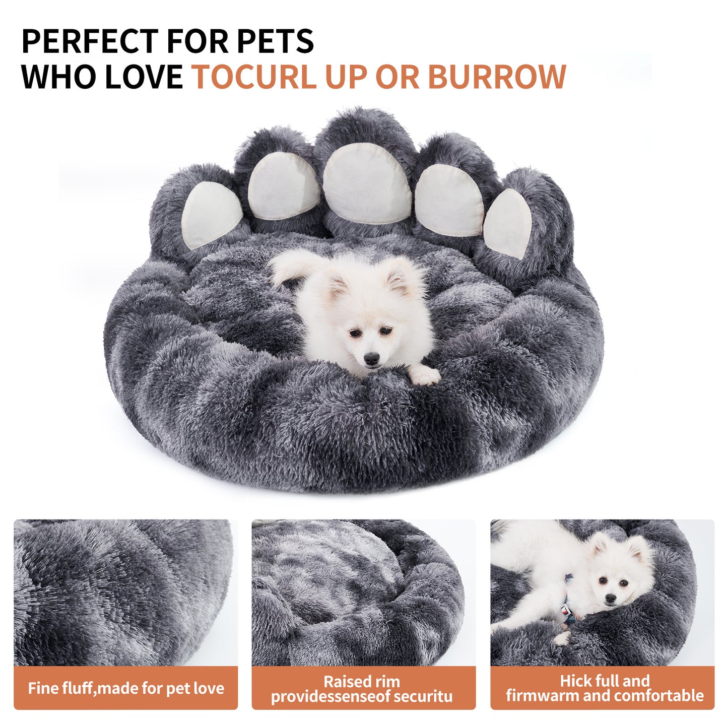 PawCuddle Plush Bear Paw Pet Bed – Cozy & Adorable Comfort