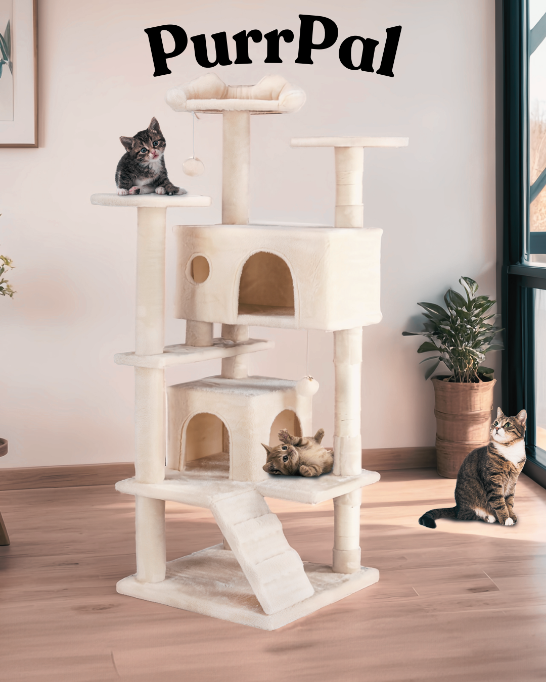 PurrPal - Multi-Functional Cat Treehouse & Climbing Frame