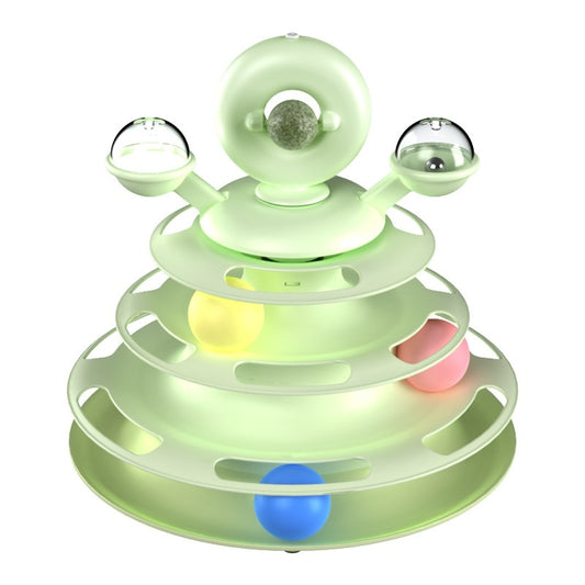 WhiskerWhirl 4-Level Cat Tower – Interactive Rolling Ball Toy